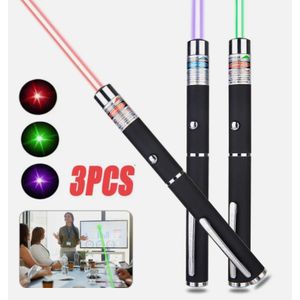 3PCS Lampe Pointeur Laser,Stylos Laser,Vert Pointeur Laser, Démonstration Pédagogique Du Pointeur Laser -Vert, Rouge, Violet