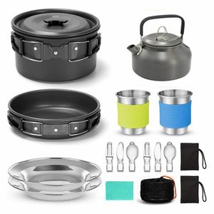 Ensemble de bouilloire d'extérieur, ustensiles de cuisine de camping, ensemble de cuisine portable combiné