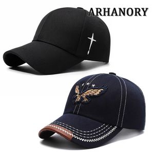 ARHANORY Lot de 2 casquettes de baseball ajustables pour homme en polycoton 56-60cm - Noir et Bleu marine