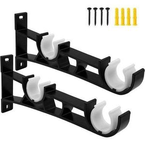2 supports de tringle à rideau, support double tringle en alliage d'aluminium, pour tringle à vêtements