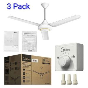 Midea Pack (3) Ventilateurs de Plafond, 5 Vitesses, 230 M³/Min, Diamètre 56" pouces (142,24 cm)