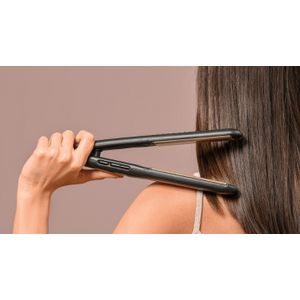 Lisseur & Boucleur 2 en 1 couleur Noir-Orange – Plaques Céramique Ionique Titane, pour Cheveux Brillants et Anti-Frisottis