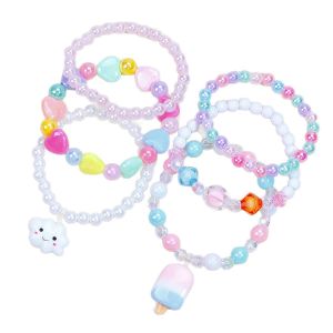 Ensemble 6 Bracelets Perles Acrylique Nuage pour Filles - Multicolore