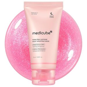 Medicube  Masque de Nuit Effet Liftant et Éclat Rosé - PDRN Pink Caffeine Night Wrapping Mask - Au PDRN, Caféine et Niacinamide - 75 ml