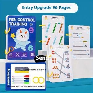 Cahier d'entraînement au contrôle du stylo pour enfants, 96 pages, carte d'entraînement, cahier d'exercices de traçage magique, cahier d'éducation précoce pour cadeau pour enfants