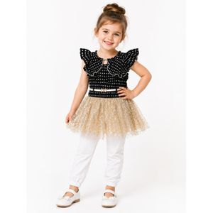 Other Robe Princesse “Golden Sparkle” – Ensemble Chic Fille avec Jupe Pailletée - noir et crème