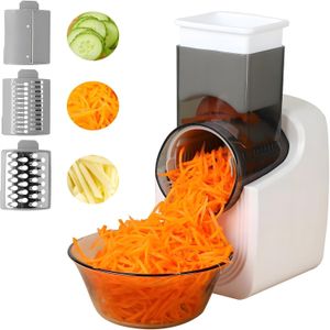TodyJeyHo Nouveau Râpe à Fromage Électrique, Préparateur de Salade Électrique, Râpe Multifonctionnelle, Trancheuse de Légumes Automatique, Lame Multi-conique Professionnelle, Acier Inoxydable
