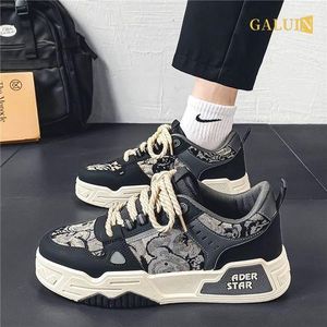 GALUIN Men's Sneakers Lace Up Shoes - Black/White