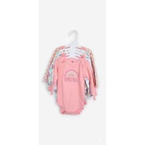 Lot de 5 Body Bébé Manches Longues - 100% Coton