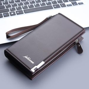 Portefeuille long pour hommes, pochette d'affaires, porte-monnaie zippé