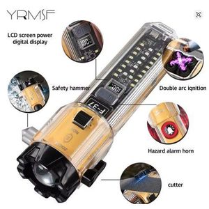 Lampe Torche de Sécurité 10-en-1 le F-37 avec une portée de plus de 2km  - Rechargeable, Allume-feu Arc Électrique, Brise-vitre et Alarme SOS