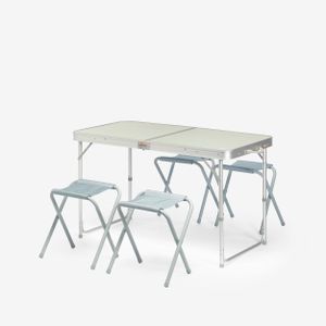 Quechua Table de camping pliante, 4 tabourets, 4 à 6 personnes, vert