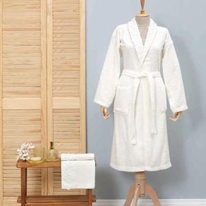 KARACA Ensemble Peignoir brodé Karaca Home Serenity blanc 100 % coton, taille S/M