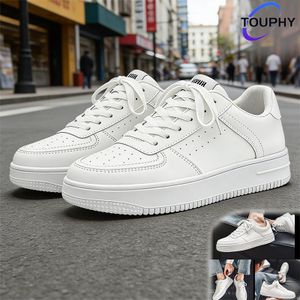 TOUPHY Baskets Casuales Confortables Classiques pour Hommes - Basses - Blanc