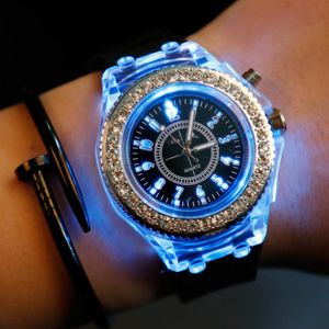 Montre lumineuse en silicone pour femmes et enfants - Noir
