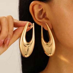 Grandes boucles d'oreilles pendantes exagérées pour femmes en forme de U creux - Or