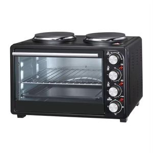Mini Four Électrique Multifonction avec 2 Plaques de Cuisson Supérieures – Four Pose Libre Noir (Grill, Pâtisserie, Réchaud)