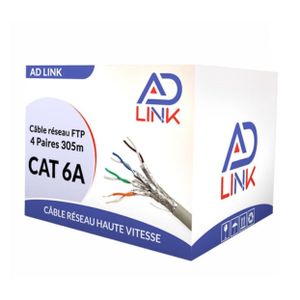 Rouleau câble réseau RJ45 FTP Cat 6A 305m