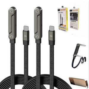 Na Câble de charge rapide USB-C vers USB-C 240W 5A avec support pliable (1,5 m) et chargeur PD pour téléphones et tablettes iOS