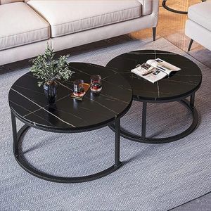 Ensemble de 2 tables d'appoint gigognes all black 
