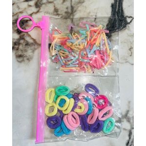 Paquet de 100 anneaux de cheveux- élastique -fille