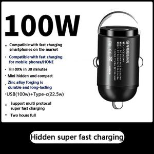 Chargeur de voiture invisible charge rapide USB (100W) +Type-c(22,5W)