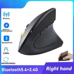 Souris verticale sans fil Bluetooth 2.4G rechargeable / Souris de jeu avec prise latérale personnalisée, ergonomique et silencieuse pour PC de jeu