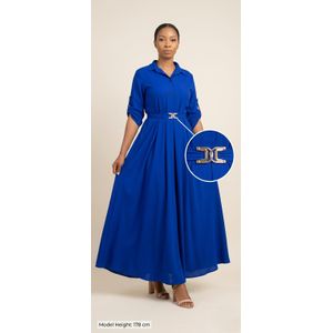Robe Longue en Lin pour Femme – Style Élégant et Décontracté – Bleu Roi