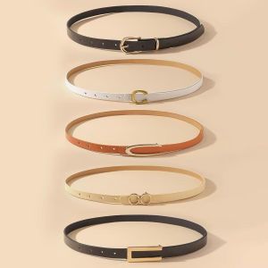 Ensemble de 5 ceintures fines minimalistes pour femme - Couleurs neutres assorties et boucles modernes