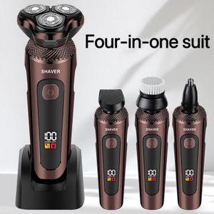 Rasoir électrique USB 4 en 1 pour hommes, Tondeuse à barbe rechargeable et portable