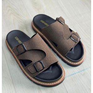 Chaussures premium homme élégantes à double boucle noir 