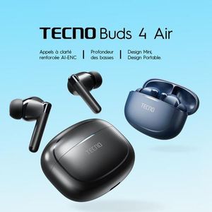 Tecno  Bud 4 Air - Écouteurs Bluetooth Sans Fil Stéréo - Suppression du bruit par IA - Bluetooth 5.4
