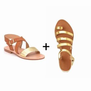 Pack de 2 Paires de Sandales Femme - Doré - Marron(FABRICATION LOCALE)