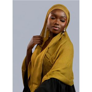 Ensemble Hijab 2-en-1 : Foulard + Bonnet Intégré Moutarde