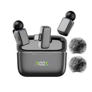 Microphone sans fil  Mini téléphone Revers Microphone Lavalier sans fil pour enseigner l'entrevue en direct avec étui de charge