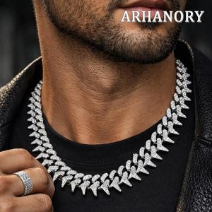 ARHANORY Collier Cuban Miami à Pointes Incrusté pour Homme Chaîne Hip-Hop – Argentée