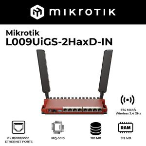 Microtik Routeur WiFi 6 8 ports Gigabit avec SFP 2.5G, PoE IN/OUT et USB 3.0 - L009UiGS-2HaxD-IN