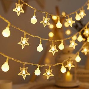 Guirlande lumineuse USB – 10 m, 80 LED, éclairage fixe – Guirlande décorative avec mini-boules et étoiles