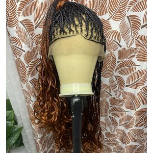 Hair  Perruque nattée, Noir-Marron , taille 28, French curls