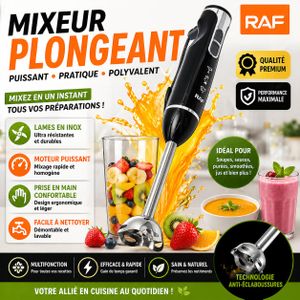 Mixeur Plongeant Électrique 2 en 1 – Blender Manuel Puissant – Soupes, Sauces, Smoothies & Purées