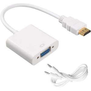 Adaptateur de convertisseur vidéo HDTV 1080P HDMI Male vers VGA femelle avec câble audio, Son pour vidéo et jeux pour PC, téléviseurs et ordinateurs portables