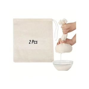 Lot de 2 sacs filtrants réutilisables — Tissu à fromage, passoire et sac à lait végétal de qualité supérieure (amande, soja) — Maille fine