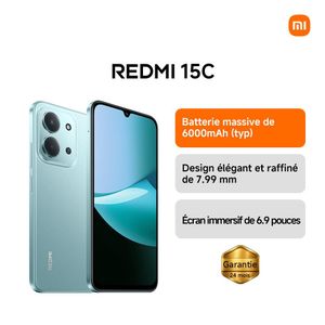 Xiaomi Redmi 15C - 128Gb ROM 4Gb RAM - 6.9" - 6000 mAh - 4G - 8/50 Mpx - Vert - Garantie 18 Mois