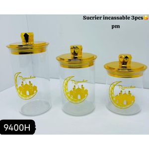 Boîte sucrier Sugar conserve d'aliments 3 pcs acrylique