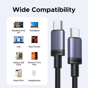 Ugreen Câble USB Type C vers USB C 240W, charge rapide 100W PD 3.1, câble de données pour Macbook Pro, Xiaomi, Samsung, ordinateur portable