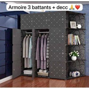 Armoire Penderie 3 battants en plastique