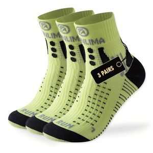Lot de 3 paires de chaussettes de running pour homme - Respirantes, douces, idéales pour le sport et les loisirs au quotidien - Vertes