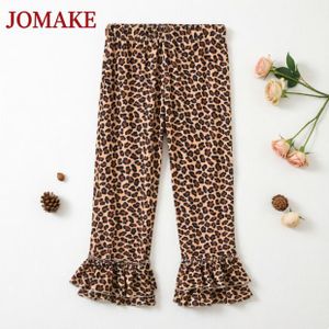 JOMAKE Pantalon décontracté imprimé pour filles, pantalon évasé imprimé léopard, 1-7 ans