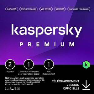 Kaspersky  Premium securite totale – 2 appareils, un coffre fort prive pour les mots de passe et un abonnement d'1 an