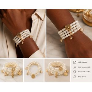 Bracelet en perles blanches (Lot de 2)